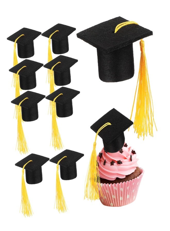 Hemoton 10Pcs Mini Graduation Caps Cake Toppers Graduation Season Souvenir Ornaments Party Decorations for Cupcakes and Cakes 2.16 Inch - Image 1