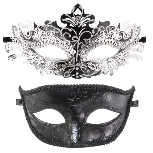 Coddsmz Couple Masquerade Mask Set Venetian Party Mardi Gras Halloween Costume Fancy Dress Mask for Women Men - Image 1