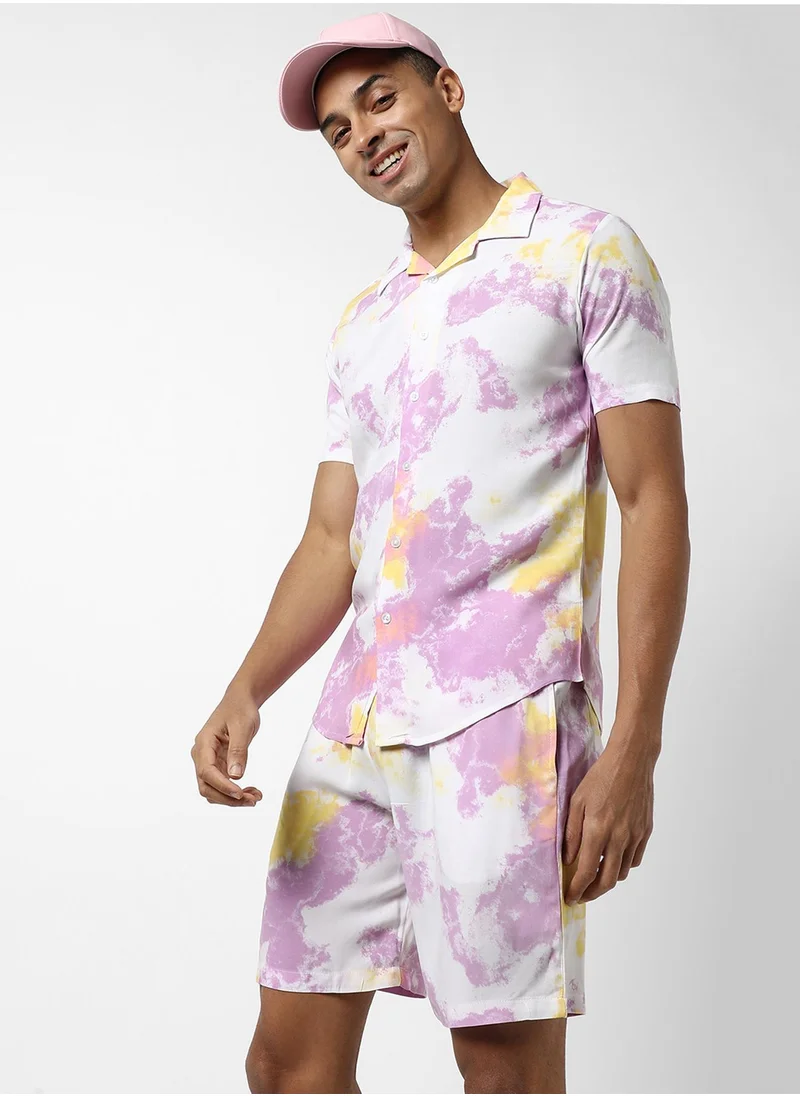 كامبوس سوترا Men's Multicolour Printed Regular Fit Co-Ords Set