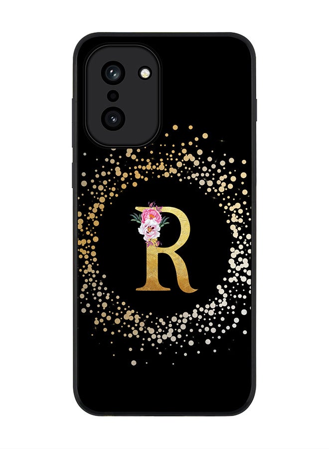 For OnePlus 15R Case,Slim fit Camera Protection, Shockproof Thin Phone cover  - Custom Monogram Floral - R ( Black )