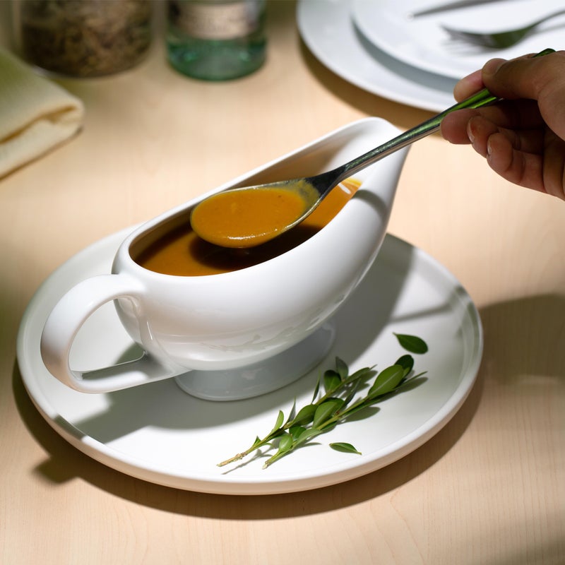 Kook Ceramic Gravy Boat, Serving Dispenser, Porcelain Pitcher for Sauces, Dressings and Creamer, Large Handle, Microwave and Dishwasher Safe, 21 oz, White - Image 5