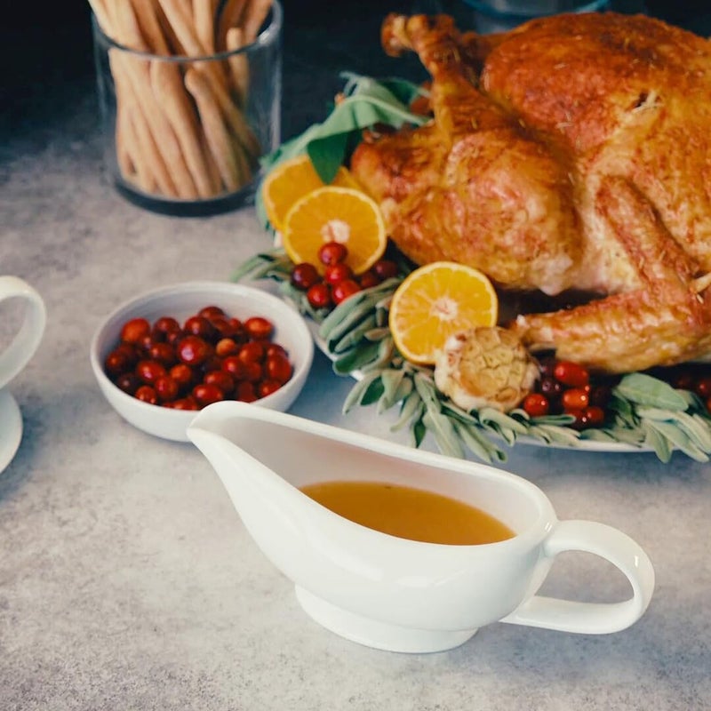 Kook Ceramic Gravy Boat, Serving Dispenser, Porcelain Pitcher for Sauces, Dressings and Creamer, Large Handle, Microwave and Dishwasher Safe, 21 oz, White - Image 3
