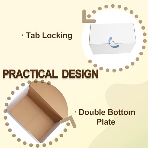 WIFTREY 12x10x6 Shipping Boxes set of 15, 12 x 10 x 6 White Corrugated Cardboard Boxes for Packaging Small Business, Moving, Mailing - Image 4