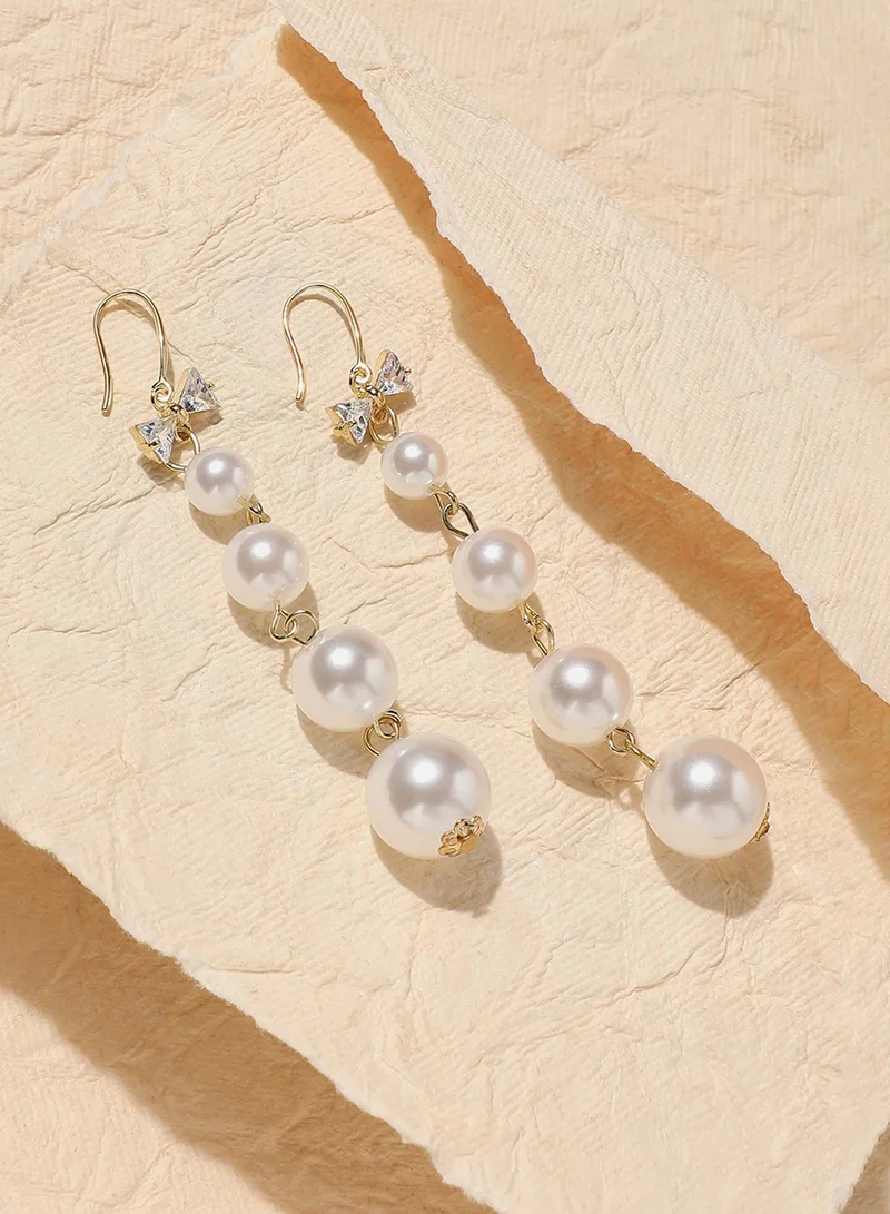 SOHI Bow Pearl Artificial Drop Earring Jewellery