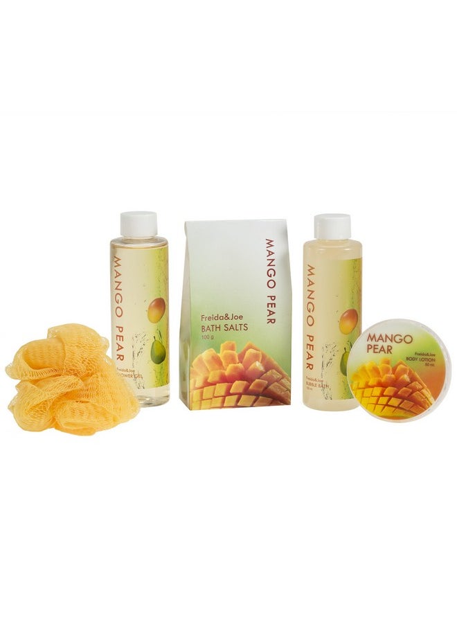 Freida and Joe - Home Spa Bath Basket Tropical Mago Pear Spa Set For Women Bath & Body Set For Women In A Stylish Orange Tub Luxury Body Care Mothers Day Gifts For Mom - Image 1