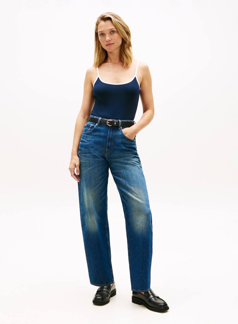TOMMY HILFIGER Heritage Logo Ribbed Scoop Back Bodysuit - Image 2