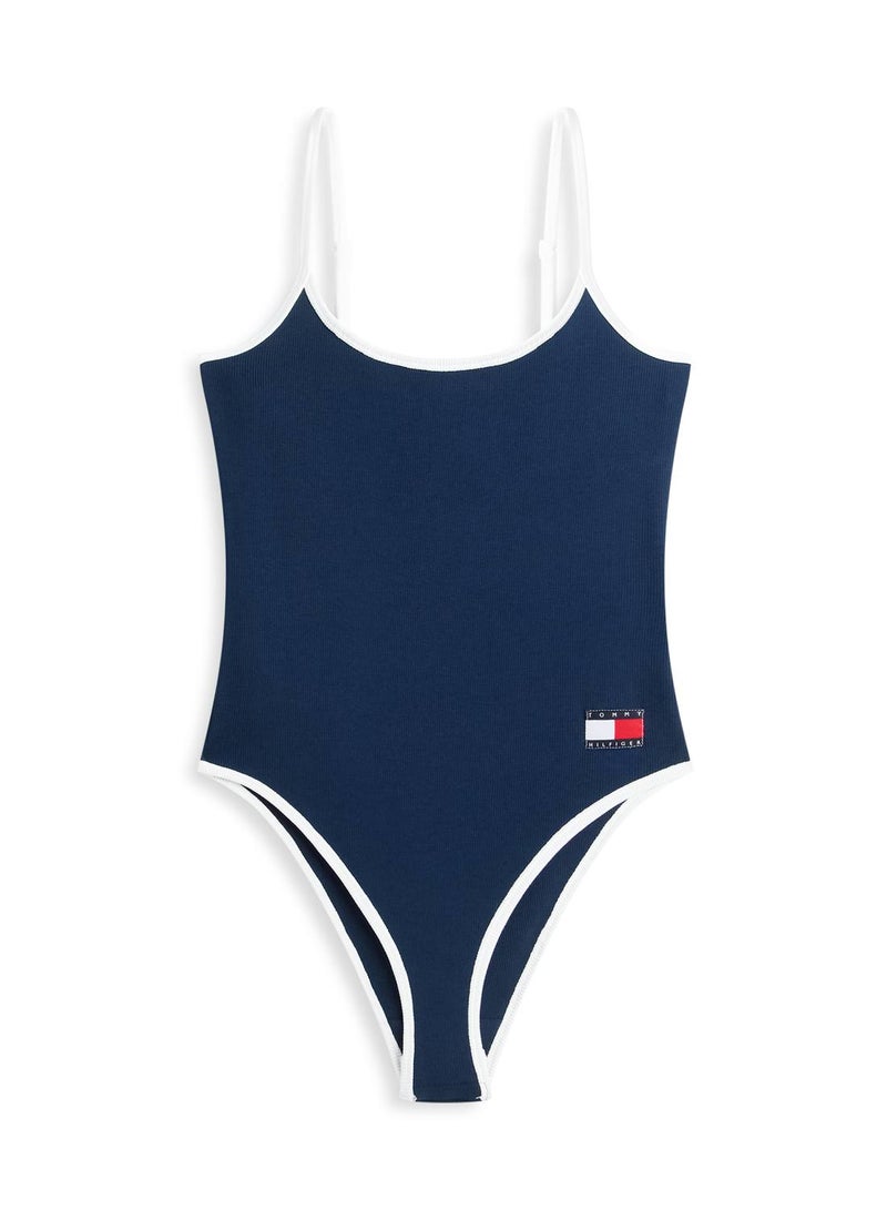 TOMMY HILFIGER Heritage Logo Ribbed Scoop Back Bodysuit - Image 5