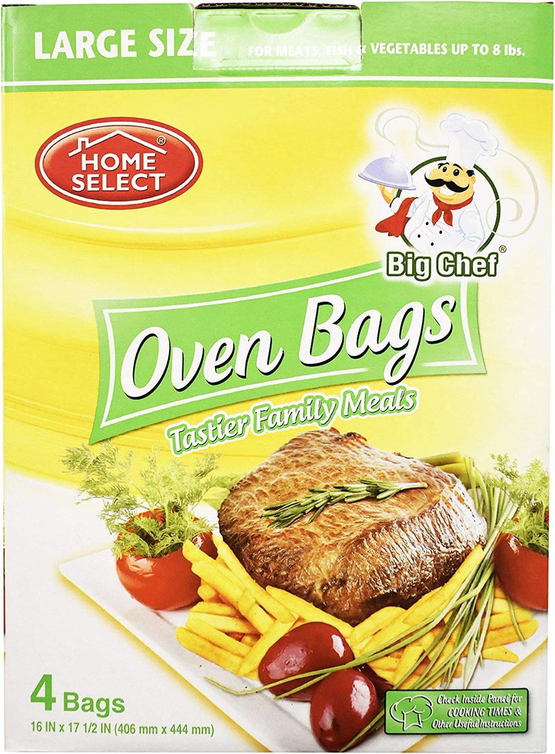 Home Select Oven Bags Large Size 16 Inch x 175 Inch 4 Bags for Meats Fish Vegetables up to 8 lbs