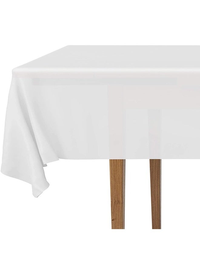 Generic 5Pcs Premium Disposable Plastic Tablecloths, Pure White Rectangular Table Cover, Party Dining Table Cloth for Wedding, Party, Banquet, Events & Weddings, 54 x 72 inch  - Image 2