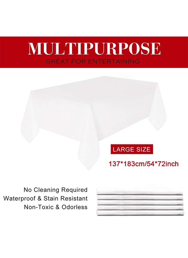 Generic 5Pcs Premium Disposable Plastic Tablecloths, Pure White Rectangular Table Cover, Party Dining Table Cloth for Wedding, Party, Banquet, Events & Weddings, 54 x 72 inch  - Image 3