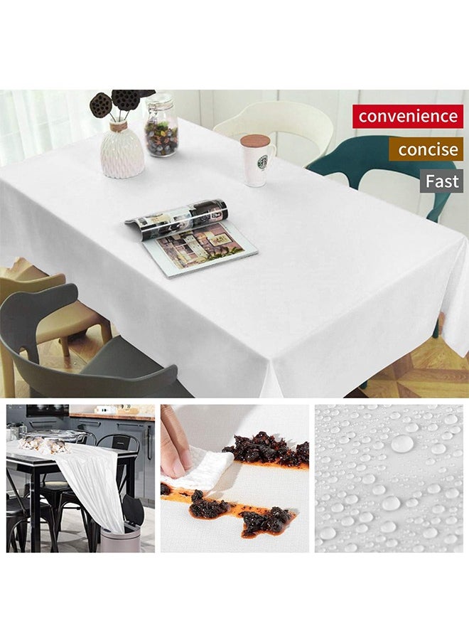 Generic 5Pcs Premium Disposable Plastic Tablecloths, Pure White Rectangular Table Cover, Party Dining Table Cloth for Wedding, Party, Banquet, Events & Weddings, 54 x 72 inch  - Image 5