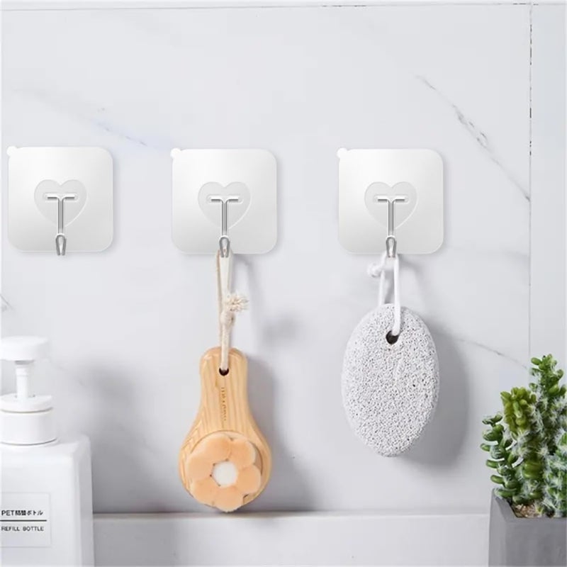 20 Pcs Clear Adhesive Hooks - Heavy Duty Waterproof Wall Hooks for Home , Bathroom , Kitchen , and Office - Image 2