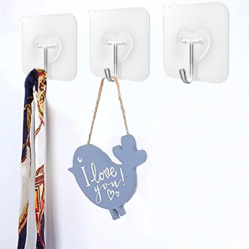 20 Pcs Clear Adhesive Hooks - Heavy Duty Waterproof Wall Hooks for Home , Bathroom , Kitchen , and Office - Image 3