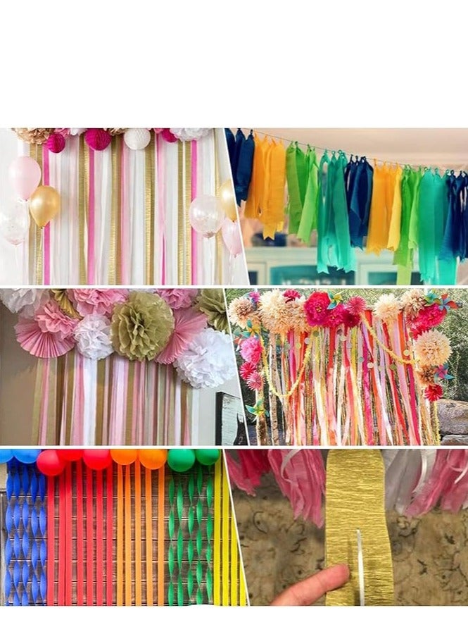 لفة ورق كريب ستريمر مقاس 5.08 سم × 120 قدم، مجموعة ألوان متنوعة مكونة من قطعة واحدة - Image 2