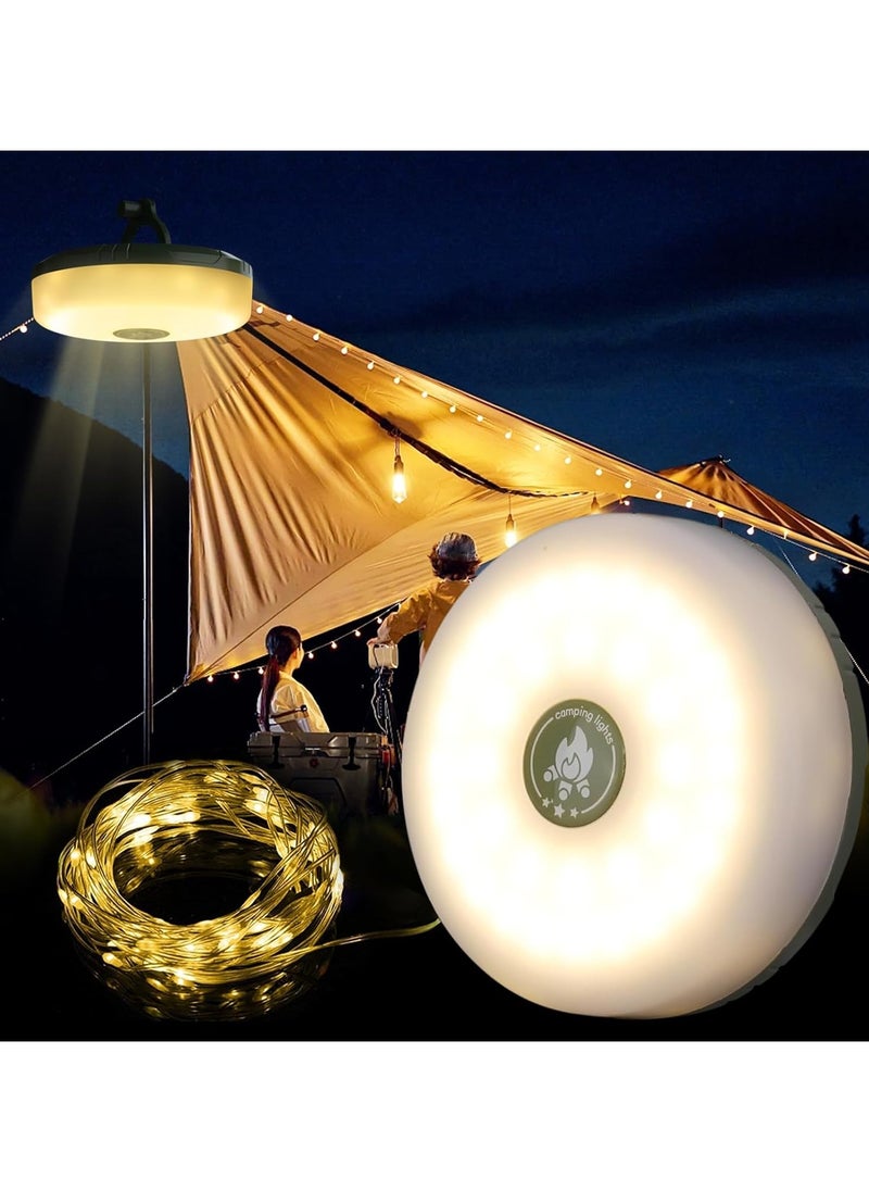 Shopit - String Lights, 2 in 1 Outdoor Camping Lantern with Multi Lighting Modes (32.8Ft), Quick 30s Recovery, Waterproof, Type-C Fast Charging, Portable Camping Lights for Camping, Yard, Hiking - Image 1