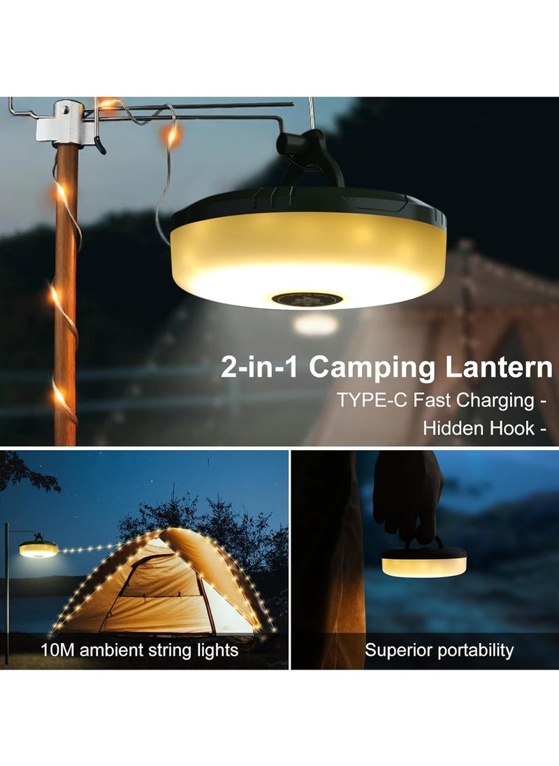 Shopit - String Lights, 2 in 1 Outdoor Camping Lantern with Multi Lighting Modes (32.8Ft), Quick 30s Recovery, Waterproof, Type-C Fast Charging, Portable Camping Lights for Camping, Yard, Hiking - Image 1