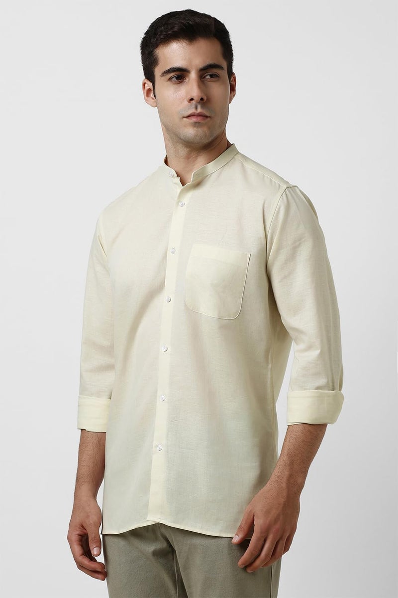 Van Heusen Men's Regular Fit Shirt (VHSFFCUBO47723_Light Yellow - Image 2