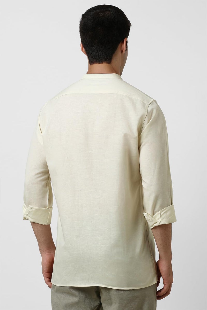 Van Heusen Men's Regular Fit Shirt (VHSFFCUBO47723_Light Yellow - Image 3