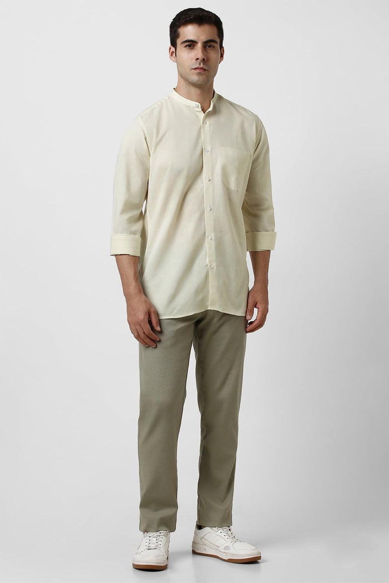 Van Heusen Men's Regular Fit Shirt (VHSFFCUBO47723_Light Yellow - Image 5