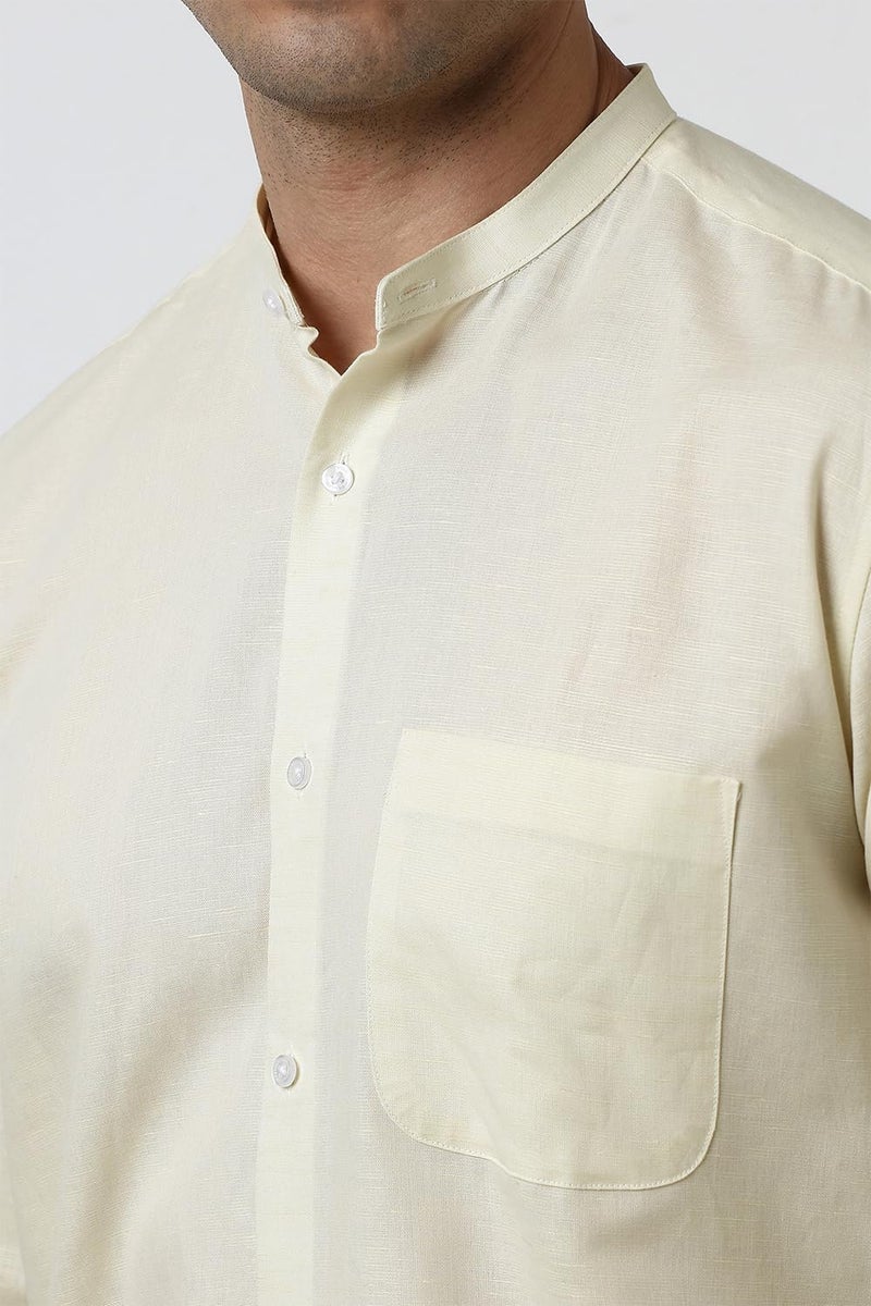 Van Heusen Men's Regular Fit Shirt (VHSFFCUBO47723_Light Yellow - Image 4