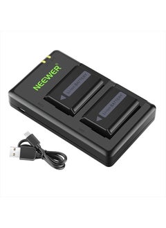 Neewer NP-FW50 Camera Battery Charger Set Compatible with Sony ZV-E10, A7, A7R, A7RII, A7II, A7SII, A7S, a6300, a6400, a6500, RX10 Series(2-Pack, Micro USB Port, 1100mAh)  - Image 1
