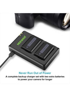 Neewer NP-FW50 Camera Battery Charger Set Compatible with Sony ZV-E10, A7, A7R, A7RII, A7II, A7SII, A7S, a6300, a6400, a6500, RX10 Series(2-Pack, Micro USB Port, 1100mAh)  - Image 3