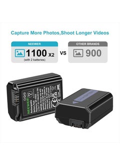 Neewer NP-FW50 Camera Battery Charger Set Compatible with Sony ZV-E10, A7, A7R, A7RII, A7II, A7SII, A7S, a6300, a6400, a6500, RX10 Series(2-Pack, Micro USB Port, 1100mAh)  - Image 2