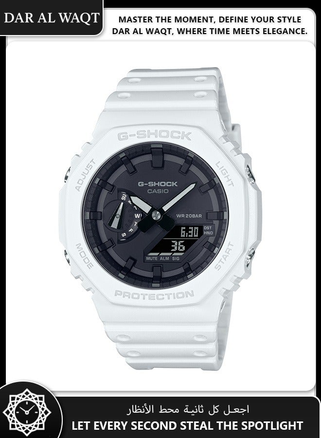 Casio G-Shock GA-2100-7A Men's Watch - Iconic Octagonal Design, Carbon Fiber Reinforced Resin Case, Black Dial, Shock Resistant, 200M Water Resistant