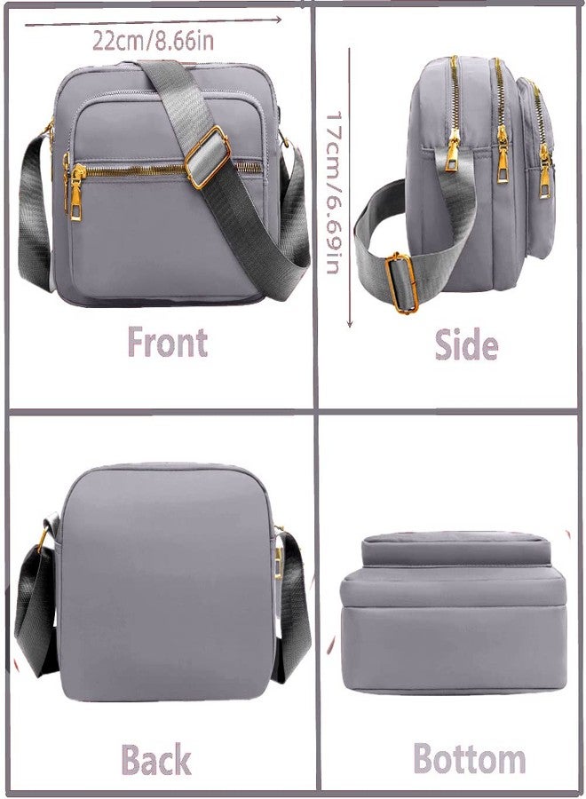 DIHKLCIO Small Nylon Crossbody Bags for Women Trendy Purse and Handbags On Clearance Cell Phone Shoulder Travel Tote Bag, Bright Gray - Image 4