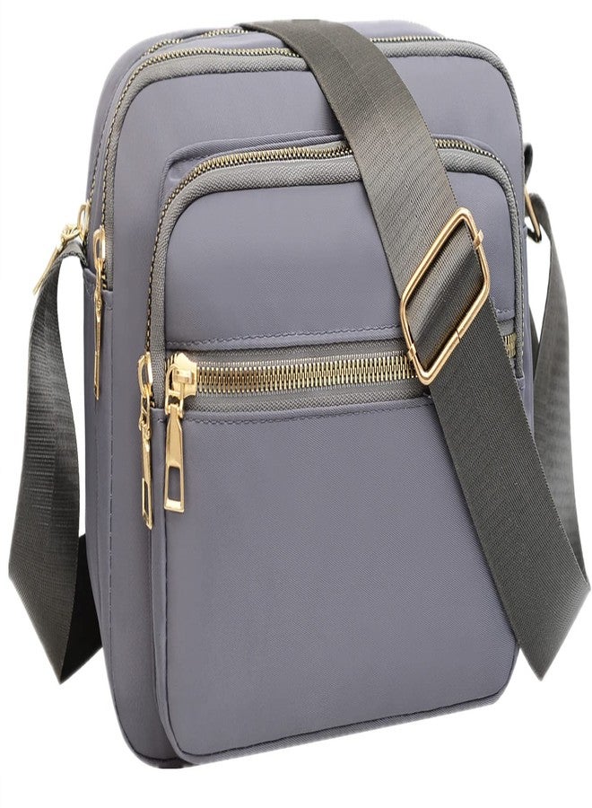 DIHKLCIO Small Nylon Crossbody Bags for Women Trendy Purse and Handbags On Clearance Cell Phone Shoulder Travel Tote Bag, Bright Gray - Image 1