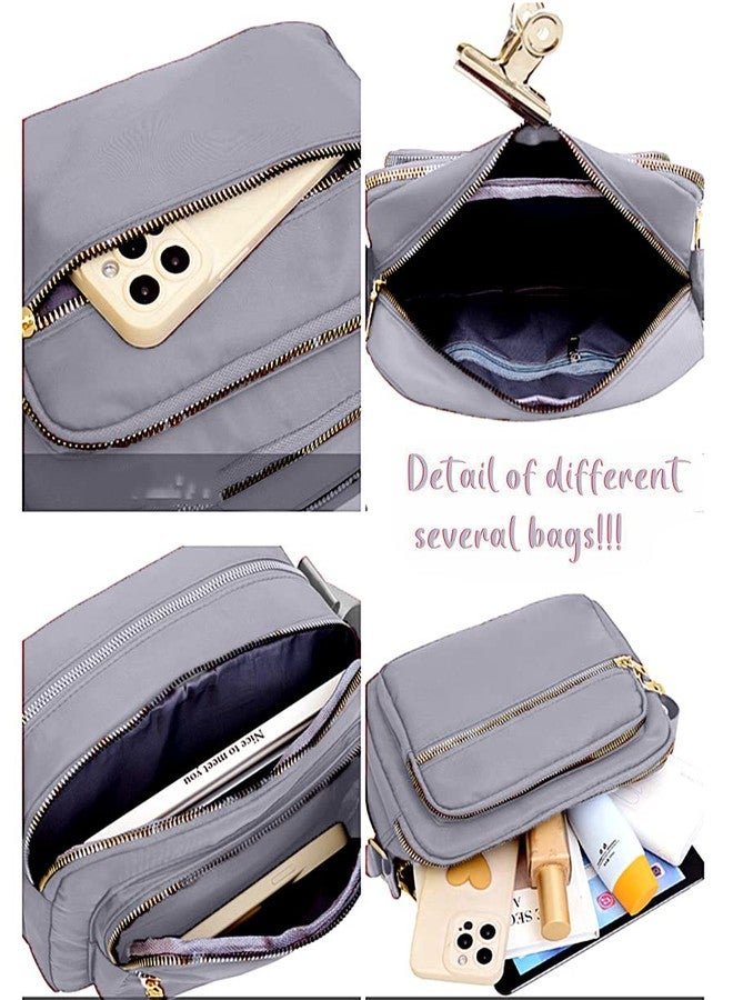 DIHKLCIO Small Nylon Crossbody Bags for Women Trendy Purse and Handbags On Clearance Cell Phone Shoulder Travel Tote Bag, Bright Gray - Image 5