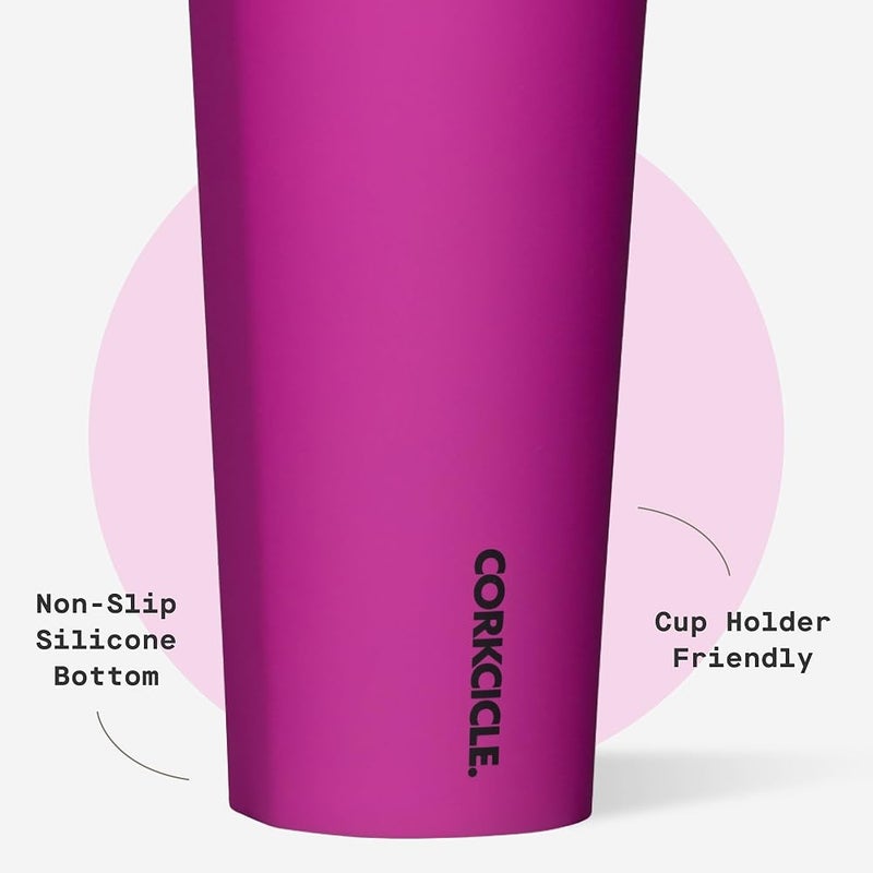 Corkcicle Cold Cup Insulated Tumbler with Straw - Keeps Drinks Cold for 12 Hours - Triple-Insulated Stainless Steel - Leak-Resistant Lid - Summer Drinkware Gift - 24 oz - Berry Punch - Image 4