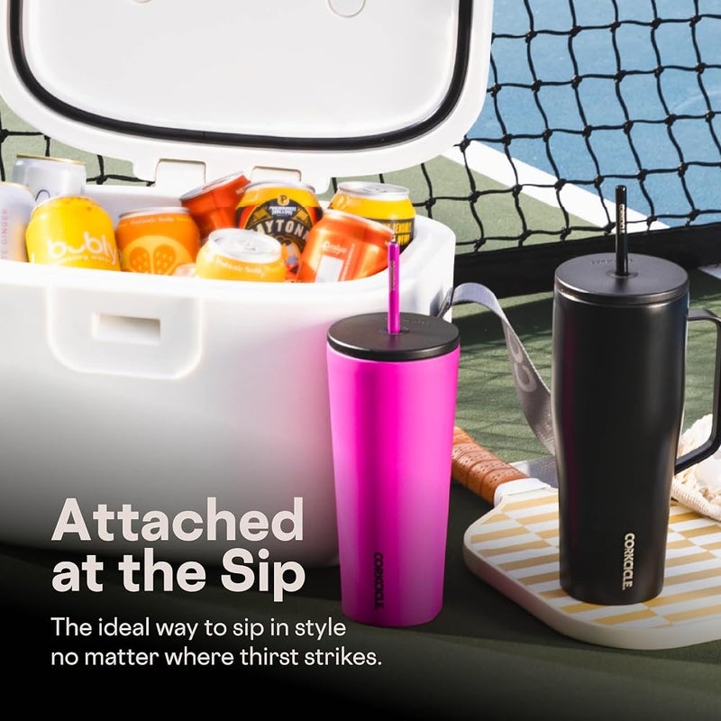Corkcicle Cold Cup Insulated Tumbler with Straw - Keeps Drinks Cold for 12 Hours - Triple-Insulated Stainless Steel - Leak-Resistant Lid - Summer Drinkware Gift - 24 oz - Berry Punch - Image 5