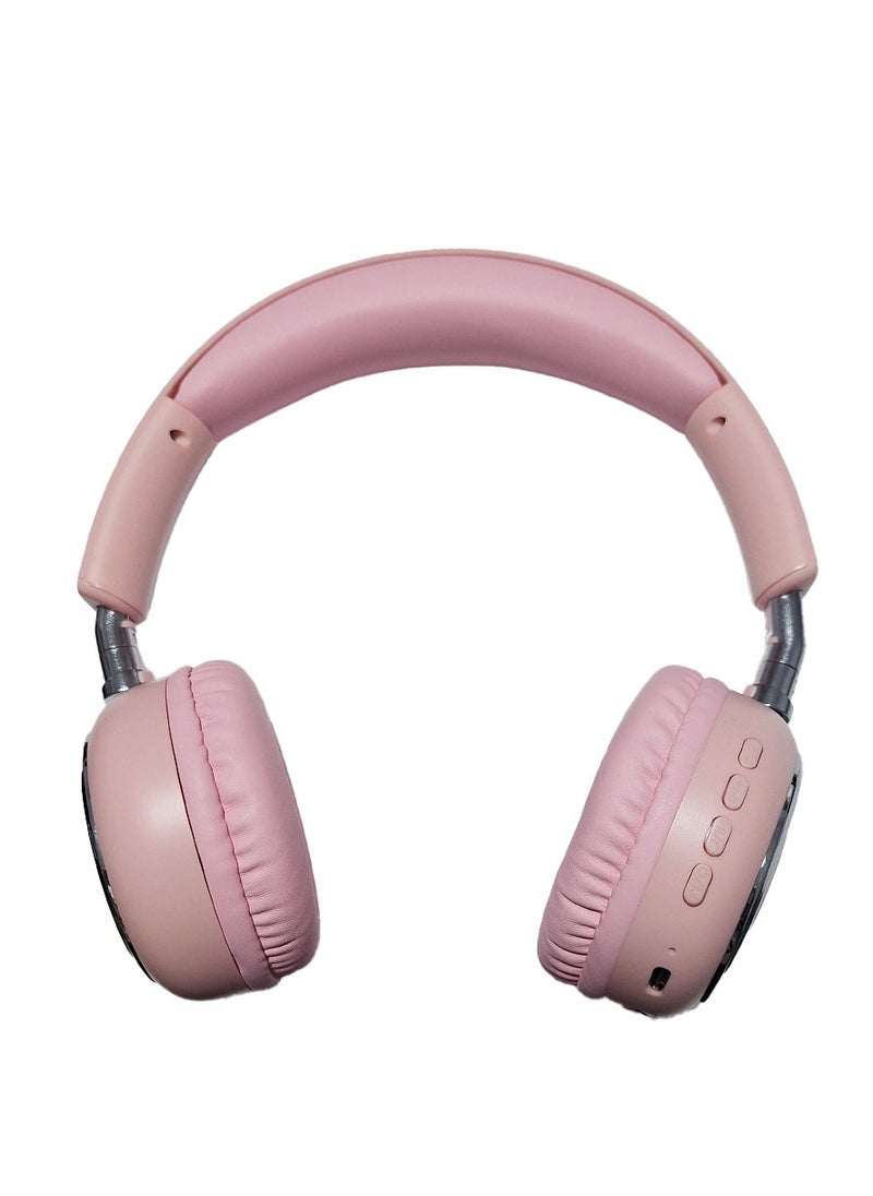 Generic - Wireless headset Metal J-10 freebuds studio ,  pure bass sound, convenient wireless distance, active noise cancelling , multipoint connection , detachable audio cable can do free call with microphone - pink - Image 1