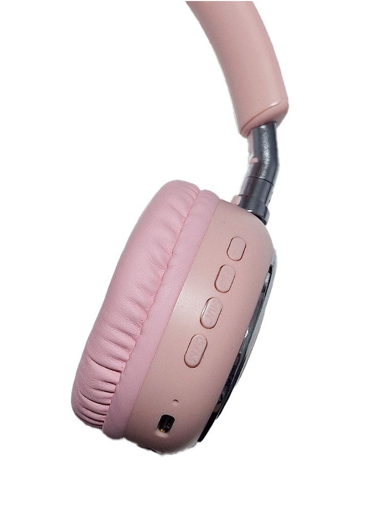 Generic - Wireless headset Metal J-10 freebuds studio ,  pure bass sound, convenient wireless distance, active noise cancelling , multipoint connection , detachable audio cable can do free call with microphone - pink - Image 1