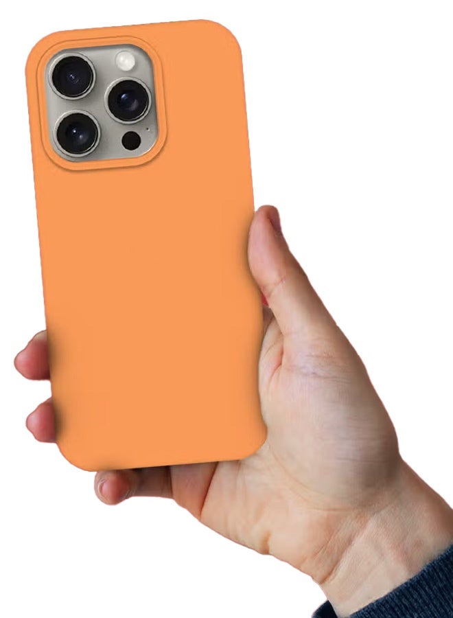 CATANES iPhone 15 Pro Case Silicone Case Full Body Protective Cover Shockproof Slim Phone Case Anti-Scratch Soft Microfiber Lining Orange - Image 4