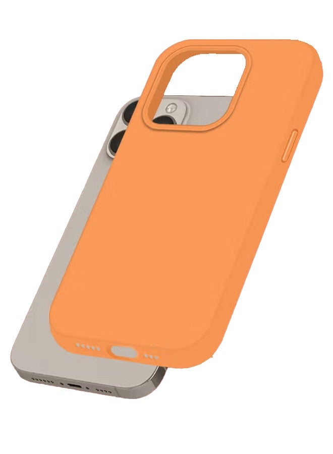 CATANES iPhone 15 Pro Case Silicone Case Full Body Protective Cover Shockproof Slim Phone Case Anti-Scratch Soft Microfiber Lining Orange - Image 3