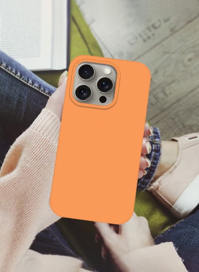 CATANES iPhone 15 Pro Case Silicone Case Full Body Protective Cover Shockproof Slim Phone Case Anti-Scratch Soft Microfiber Lining Orange - Image 2