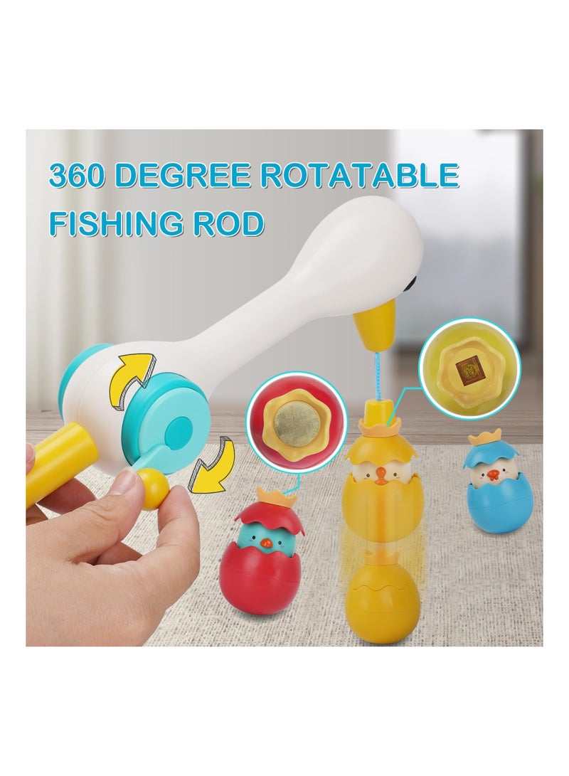Toddler Bath Toy Set (6 Pack) - Fun Floating Fishing Game with Squirting Egret Bird, Water Scoop, and Stacking Cups - Safe and Mold-Free for Infants and Kids Ages 1-3 (Boys & Girls)