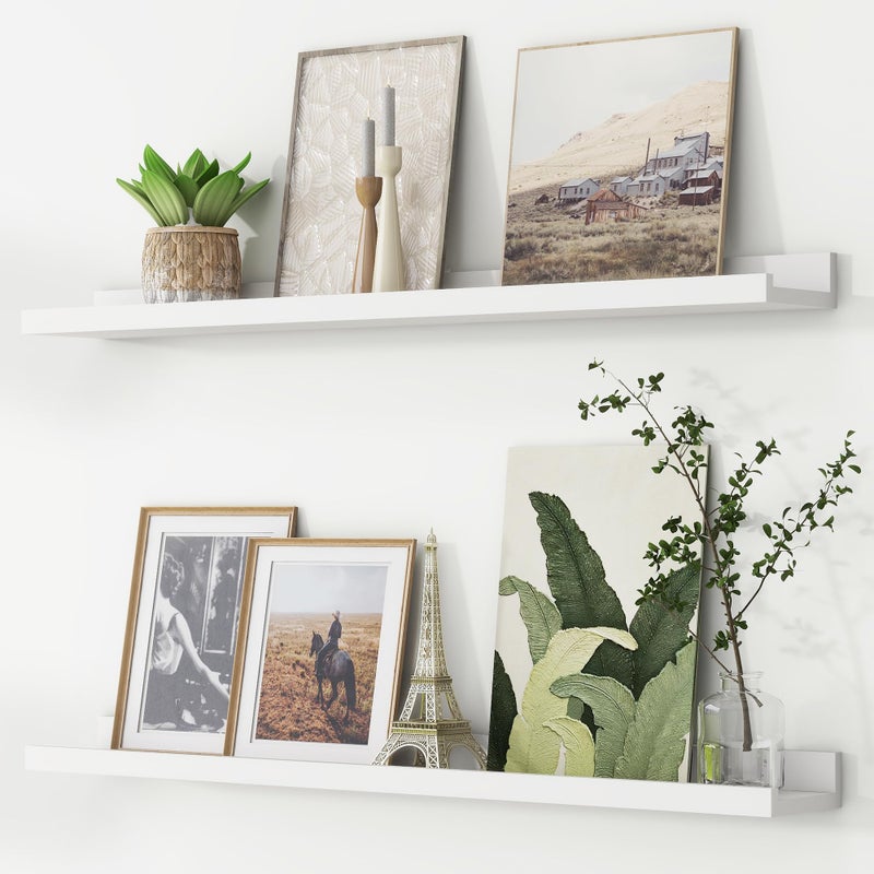 Picture Ledge Shelf Floating Shelves Set of 2 36 Inches Nursery Book Shelves for Toys Storage Kids Bookshelf Wall Mounted for Living Room Bedroom Decor Books Photo Frames White