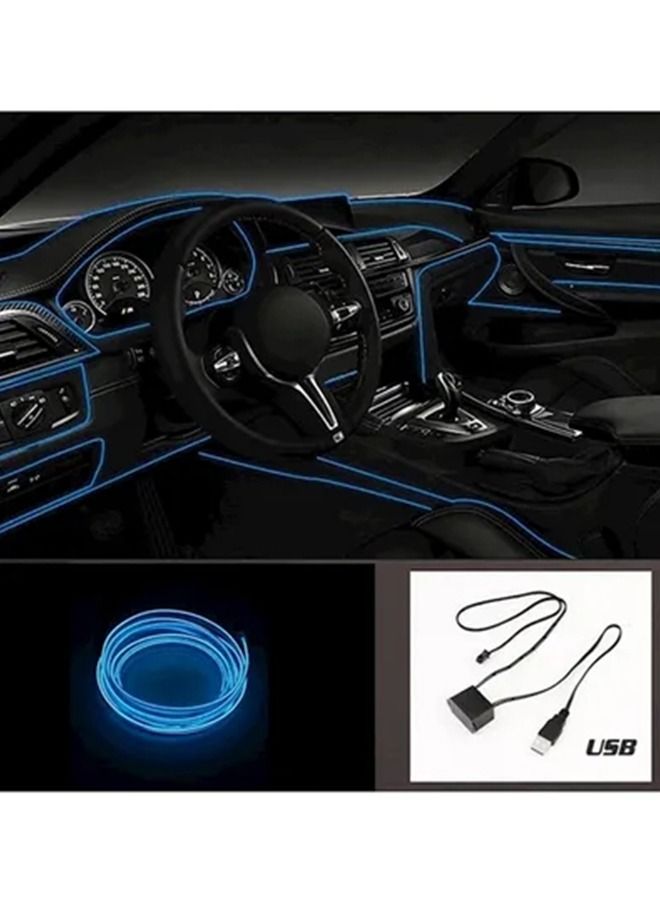 حبل إضاءة نيون لتزيين السيارة من الداخل على شكل خطوط مضيئة - بطول 3 أمتار - Image 1