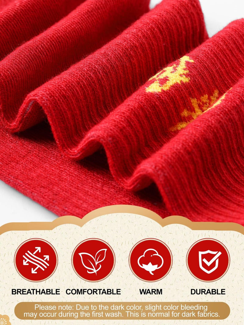 Velmitten 6 Pairs Red Socks Chinese New Year of Horse 2026 Cotton Crew Socks Lunar New Year Gift for Spring Festive Women Men - Image 3
