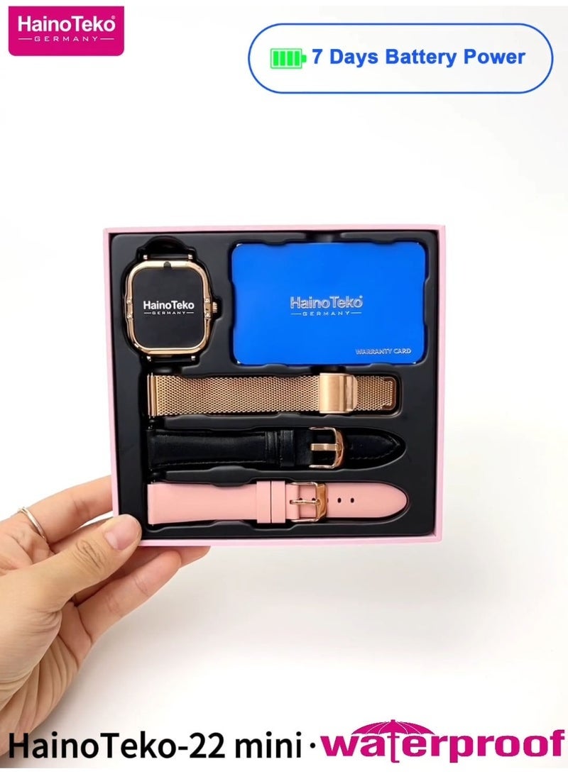 Haino Teko Mini Waterproof Smart Watch with AMOLED Display, 7-Day Battery Life, Health Tracking Features and 3 Interchangeable Straps, Lightweight Fitness & Daily Activity Watch Designed for Ladies - Image 5
