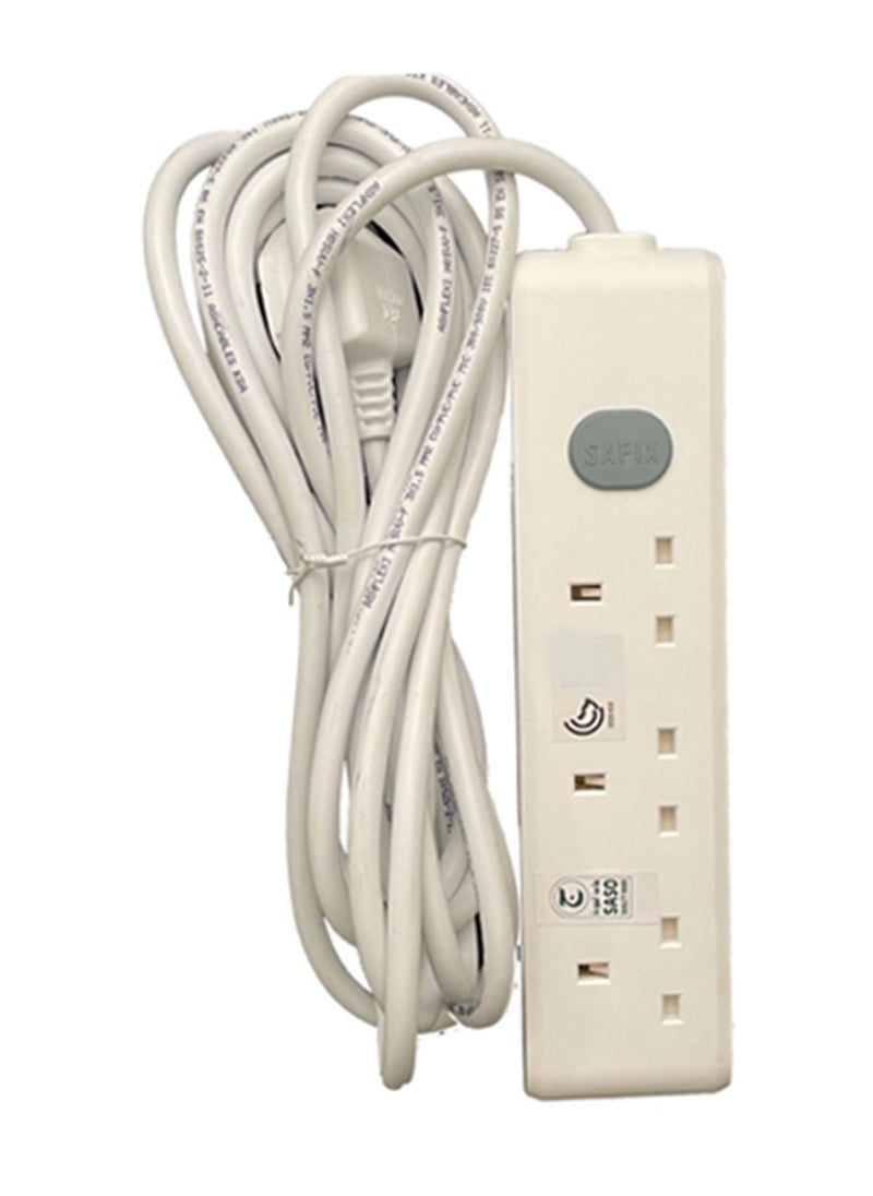 Safix 5 Yard Power Extension Cord Multi plug 3 Way White Saudi Made  - Image 1