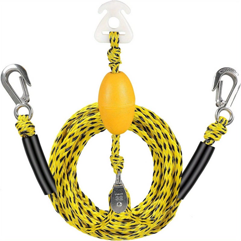 Heavy Duty Watersports Tow Harness With D-Rings PE Material 1100 Lbs Tensile Strength For Towing Tube Water Ski Wakeboard Yellow Black - Image 2