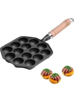 SUNBEET SUNBEET 14 Holes Takoyaki Maker Skillet Takoyaki Pan Nonstick Cast Iron Octopus Meat Balls Mold Maker with Detachable Handle for Home Pancake Baking  - Image 1
