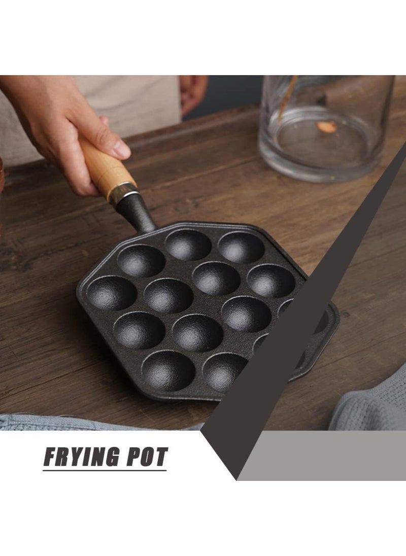 SUNBEET - SUNBEET 14 Holes Takoyaki Maker Skillet Takoyaki Pan Nonstick Cast Iron Octopus Meat Balls Mold Maker with Detachable Handle for Home Pancake Baking - Image 1