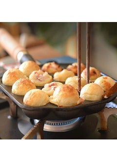 SUNBEET SUNBEET 14 Holes Takoyaki Maker Skillet Takoyaki Pan Nonstick Cast Iron Octopus Meat Balls Mold Maker with Detachable Handle for Home Pancake Baking  - Image 2