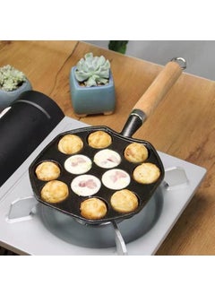 SUNBEET SUNBEET 14 Holes Takoyaki Maker Skillet Takoyaki Pan Nonstick Cast Iron Octopus Meat Balls Mold Maker with Detachable Handle for Home Pancake Baking  - Image 3