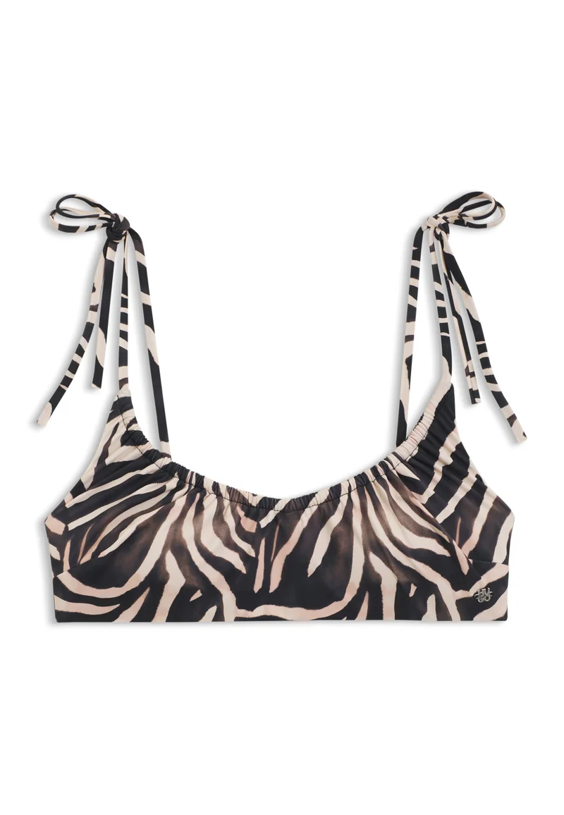 هوجو Printed bikini top with stacked-logo charm